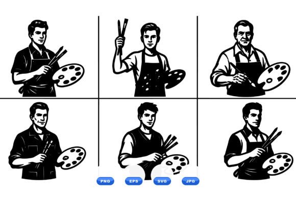 Artist Painter Clipart Collection for Graphics and Crafts