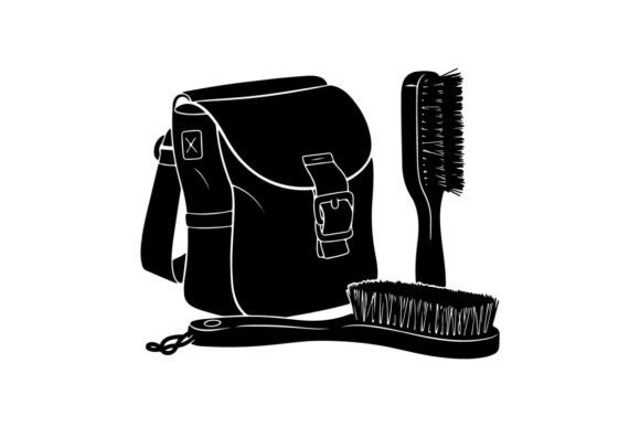 Black Messenger Bag with Cleaning Brush Graphics