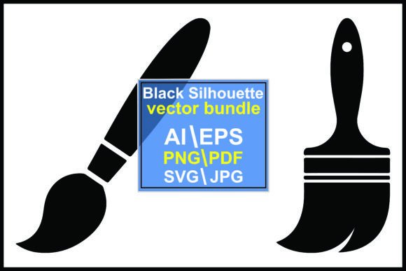 Black Paintbrushes on White Background - A Versatile Graphic Design Asset