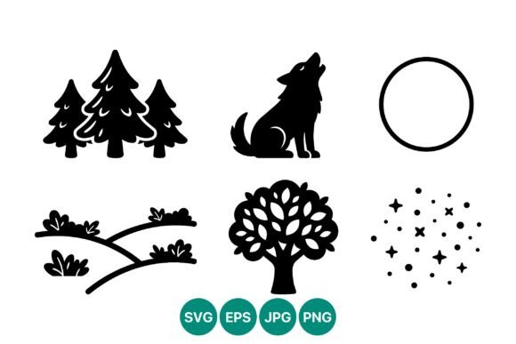 Black Silhouette Nature Icons for Local Business Branding