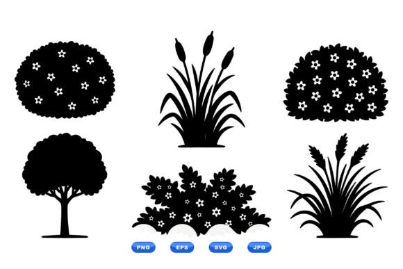 Botanical Shrub SVG Silhouettes for Graphics and Crafts