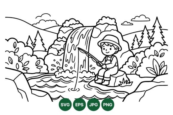 Boy Fishing River Scene Svg: A Fresh Graphics & Illustrations Pick
