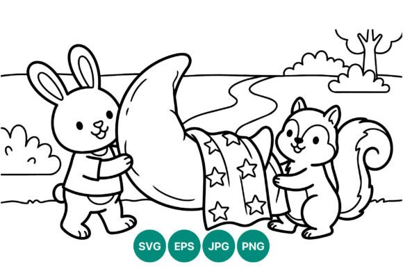 Bunny Squirrel Moon Star Vector – A Versatile Illustration for Creative Projects