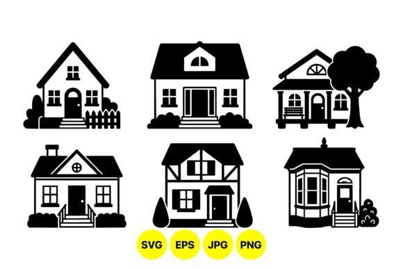 Classic Home Silhouette Icons for Branding and Marketing
