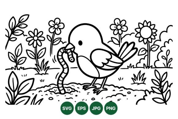 Cute Bird and Worm Clipart for Branding and Marketing