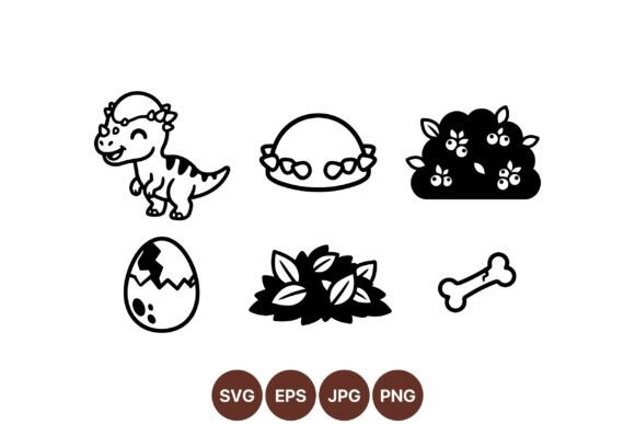 Cute Dino Floral SVG Clipart for Illustrations and Graphics