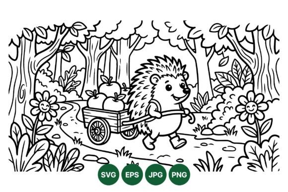 Cute Hedgehog Garden Walk Svg for Graphics and Illustrations