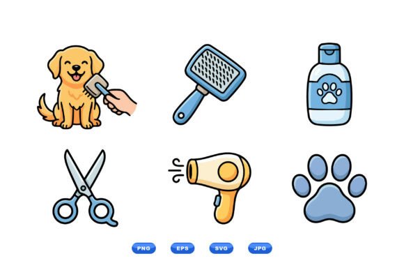 Cute Pet Grooming Icons Set Review