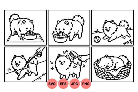 Cute Pomeranian Dog Clipart Set for Branding and Packaging