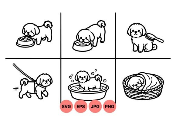 Cute Puppy Daily Life Svg Graphics and Illustrations Review