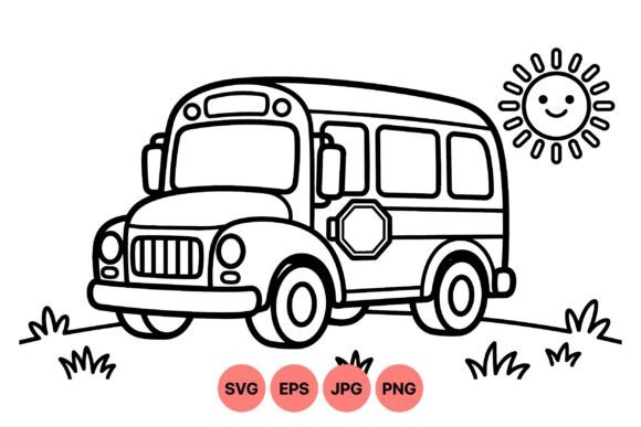 Cute School Bus Coloring Svg – A Playful Graphic for Local Branding