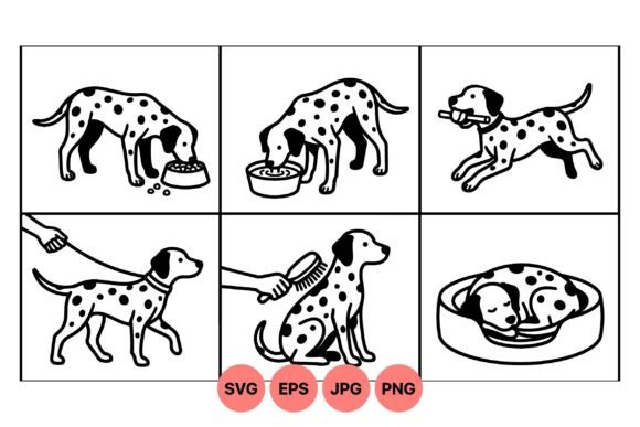 Dalmatian Dog Care Clipart for Website and Editorial Use