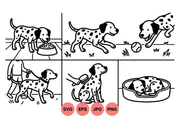 Dalmatian Dog Life Clipart for Graphics and Illustrations