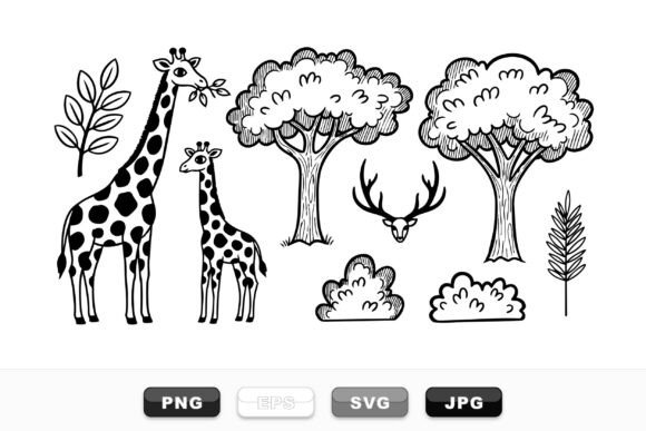 Hand Drawn Animal Forest Set for Crafts and Graphics