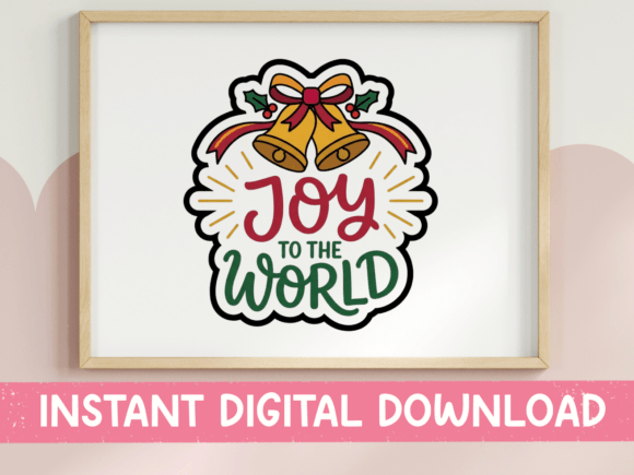 Joy to the World Christmas Bell Sticker for Graphics and T-Shirt Designs