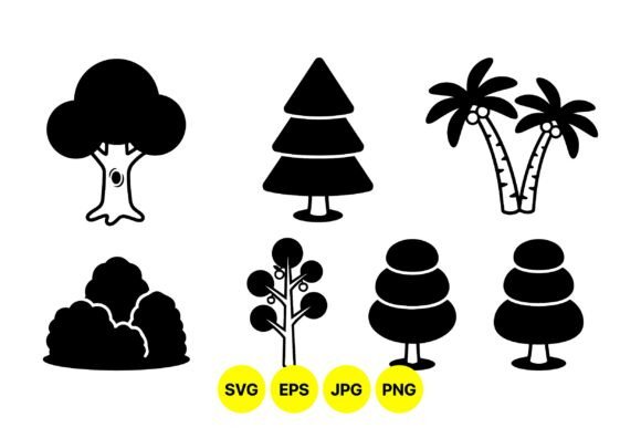 Minimalist Tree Silhouette Clipart for Modern Graphics