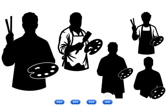 Painter Silhouette Clipart Set Review for Embroidery Projects