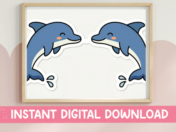 Pair of Jumping Dolphin Stickers for Graphics and T-Shirt Designs
