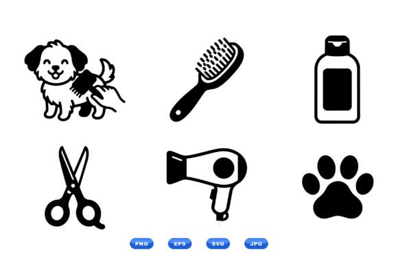 Pet Grooming Icon Set for Local Business Graphics