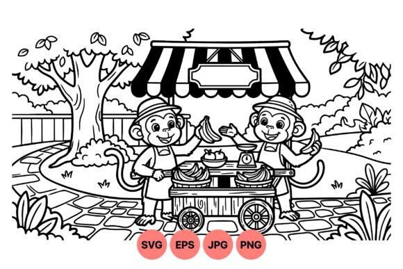 Playful Monkey Fruit Cart SVG Graphics and Illustrations Review