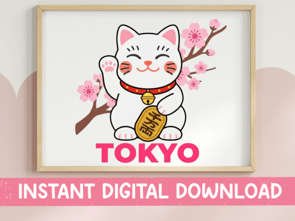 Review of Tokyo Lucky Cat Sakura SVG for T-Shirt Designs and Graphics