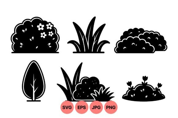 Silhouette Bushes and Grass Clipart Review