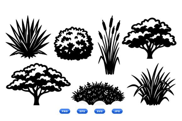Silhouette Garden Plant Clipart for Crafts and Graphics