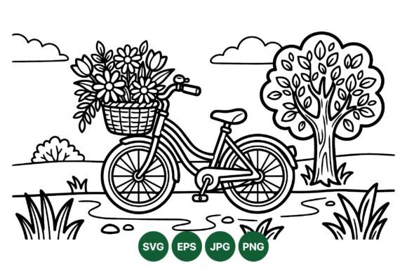 Spring Bicycle Floral Clipart for Graphics and Illustrations
