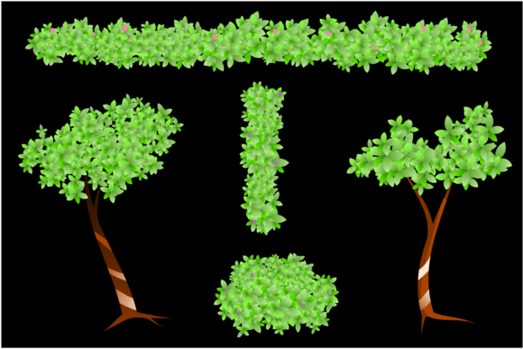 Spring Bushes and Tree Graphics for Editorial Use