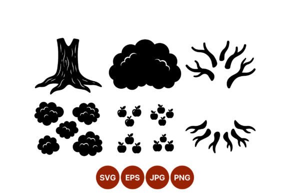 Tree Trunk Branches and Apples Graphics for Digital Selling