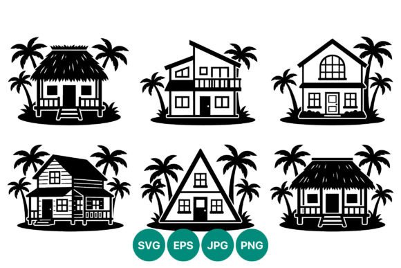 Tropical Houses Vector Art Collection for Clean Illustrations and Graphics